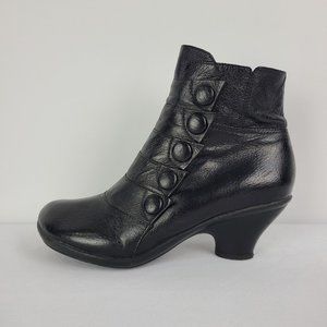 Miz Mooz Black Leather Button Booties Size 9